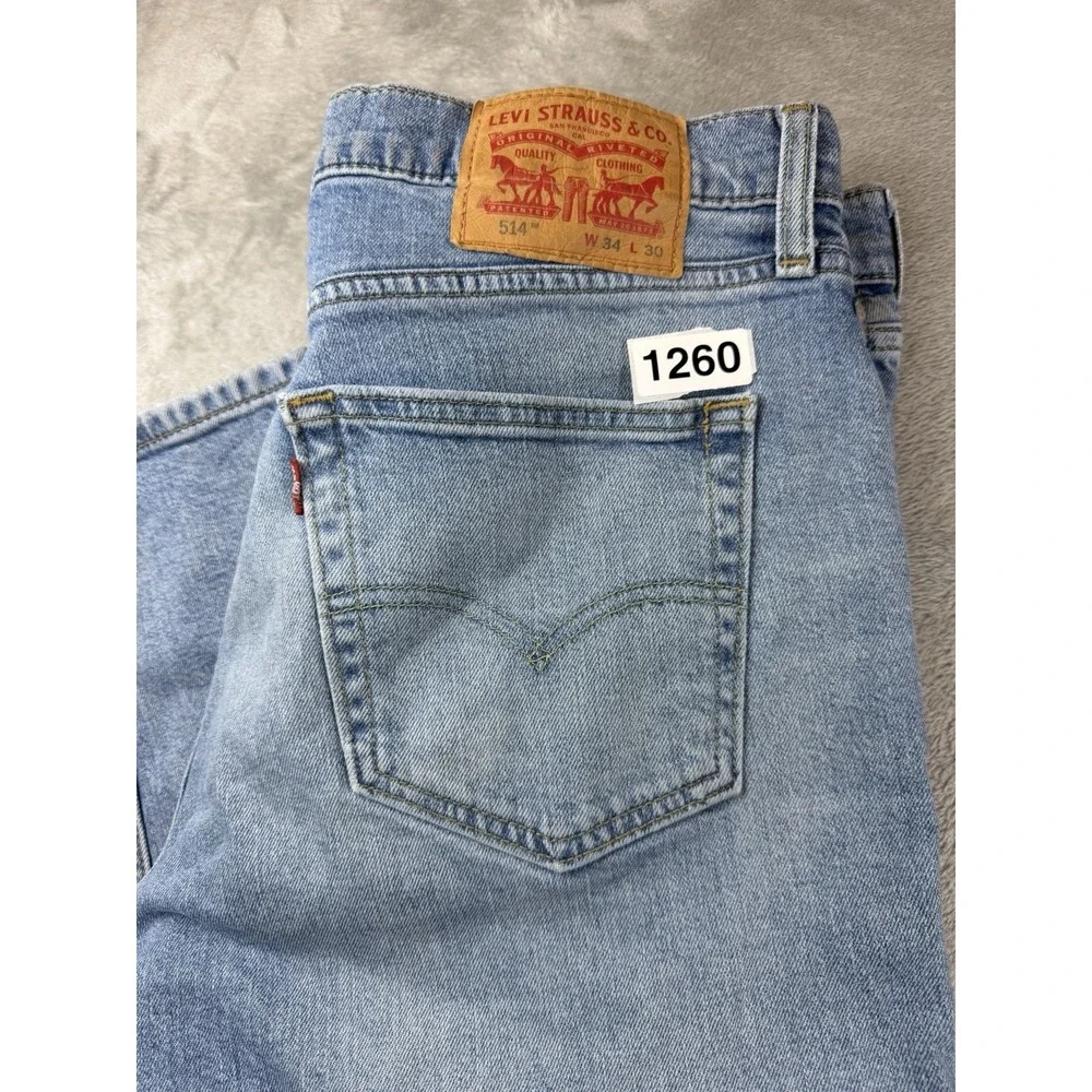 Levi 514 Jeans Men's Size 34X30 Blue 100% Cotton Quality Medium Wash (36x29.5)